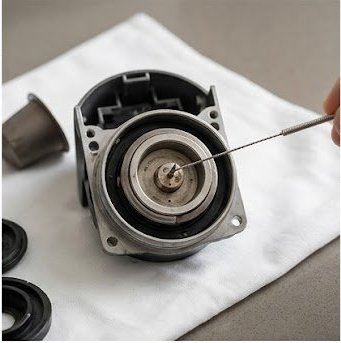 Cleaning a coffee pod machine piercing needle with a thin wire tool